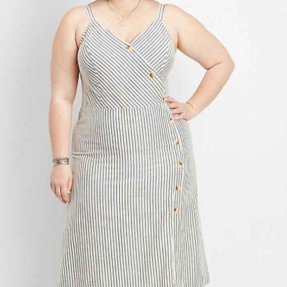 Maurices Dresses & Skirts - Plus Size Stripe Button Front Wrap Dress